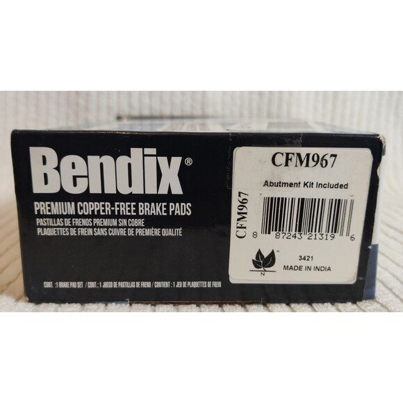 Premium Disc Brake Pad Set-Bendix CFM967, 100% Copper Free -New Set - Picture 2 of 11